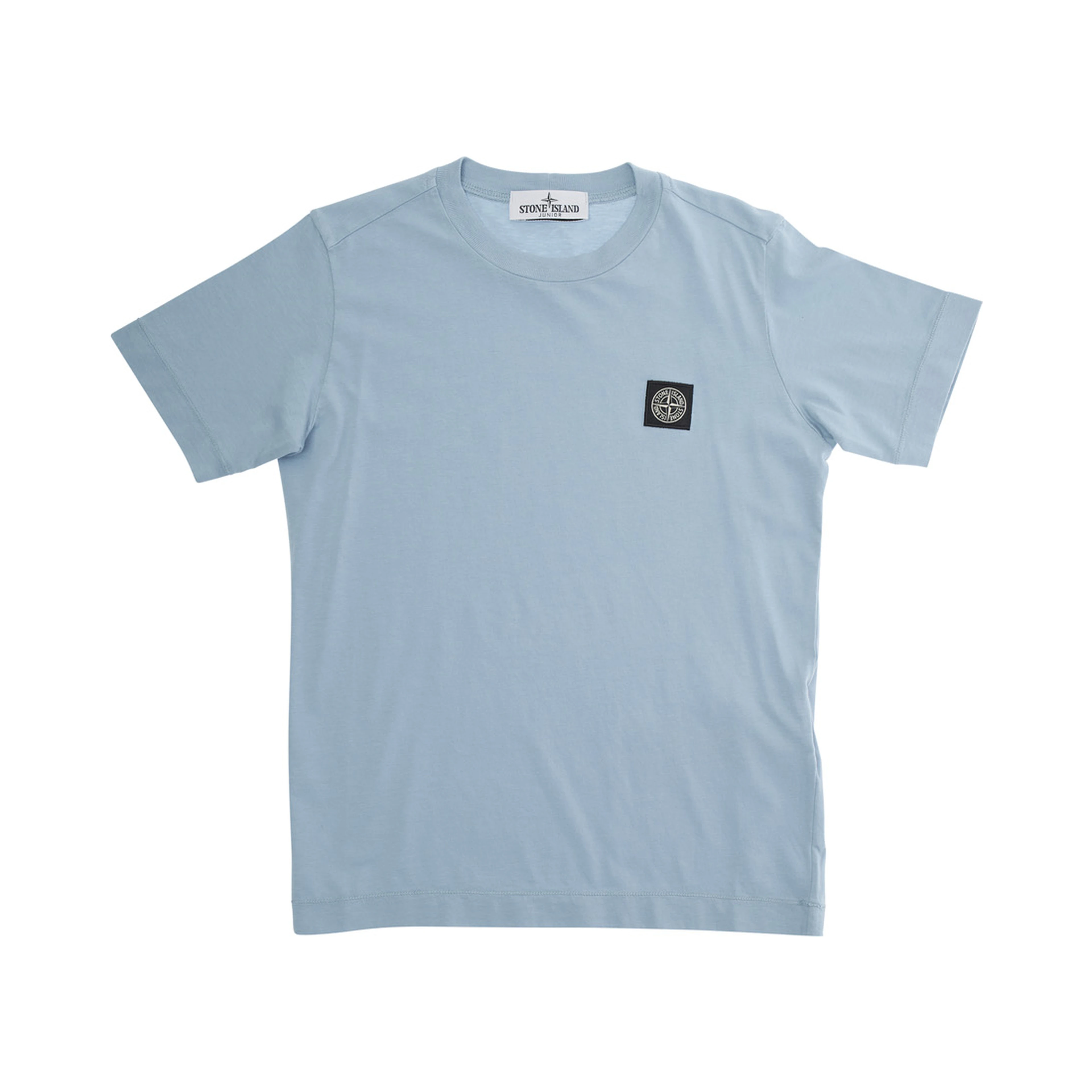 Light Blue T-Shirt with Round Neck and Logo Patch on the Front in Cotton Boy