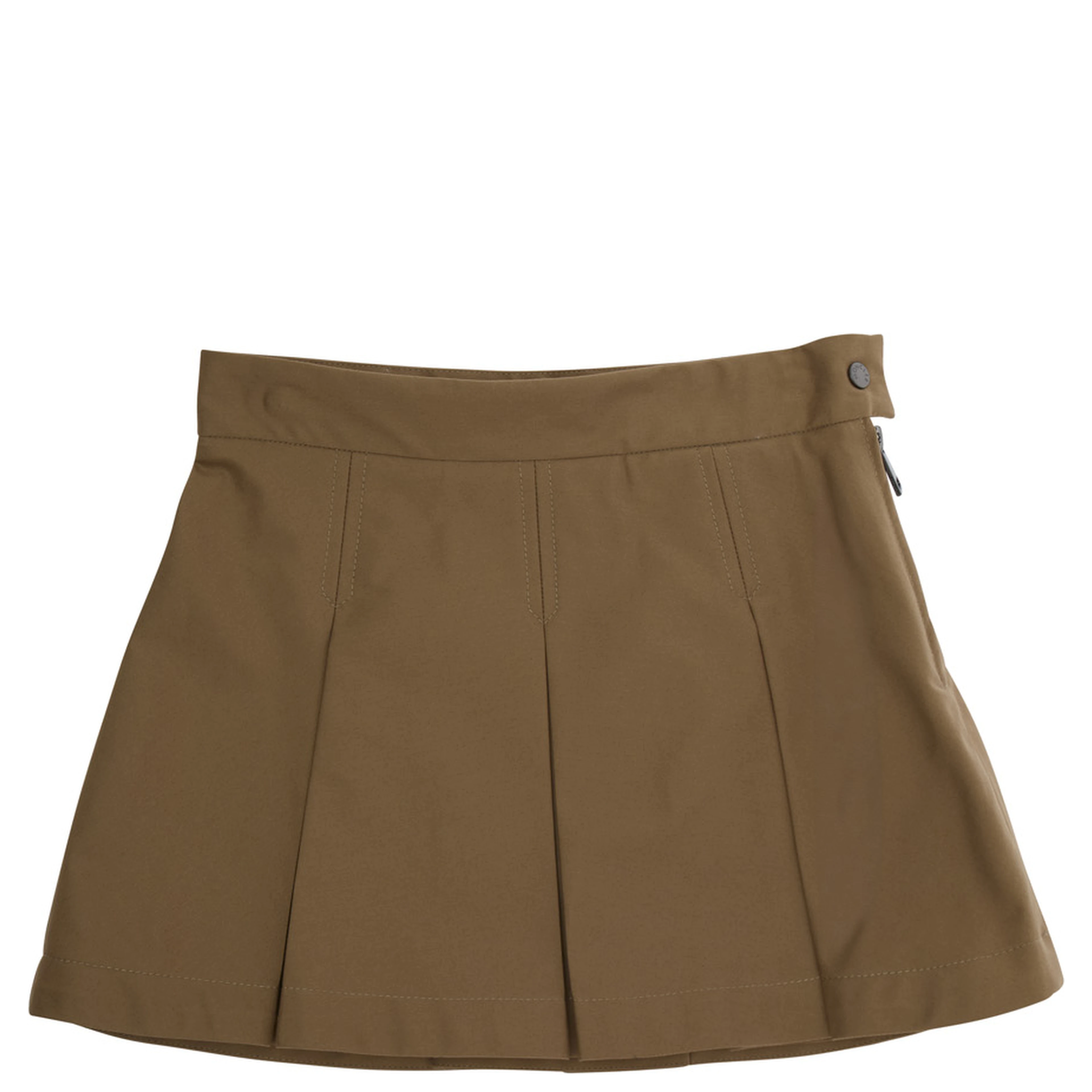 Beige Pleated Skirt with Logo Patch on Back in Cotton Girl