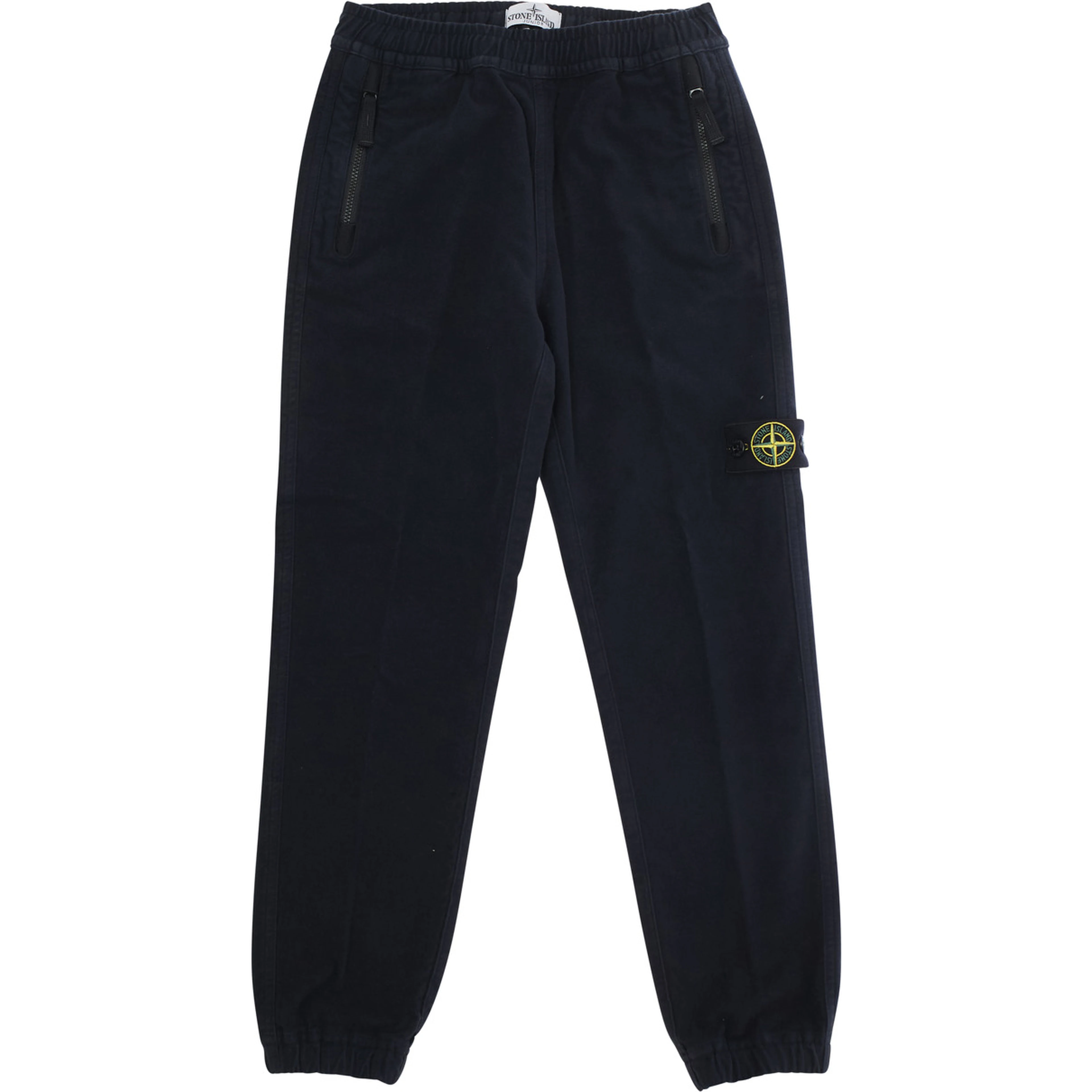 Blue Pants with Elastic Waist and Logo Patch on the Front in Cotton Stretch Boy