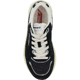 Hyperway Black Low Top Sneakers with Logo Patch on Tongue and Side in Suede and Mesh Woman