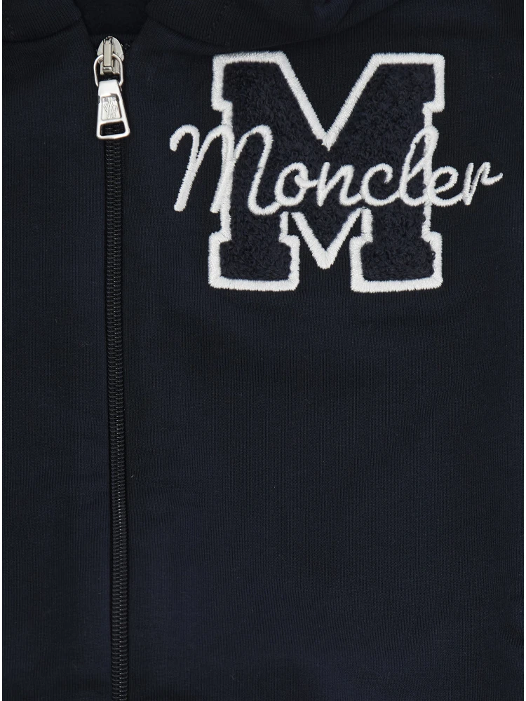 Blue Sweatshirt + Pants Ensemble with Logo Patch in Cotton Baby