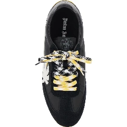 Pa 5 Black Low Top Sneakers with Logo Patch on the Tongue and Contrasting Heel with Logo in Leather Man