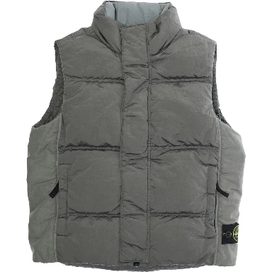 Grey Sleeveless Down Jacket with Logo Patch on the Front in Tech Fabric Boy