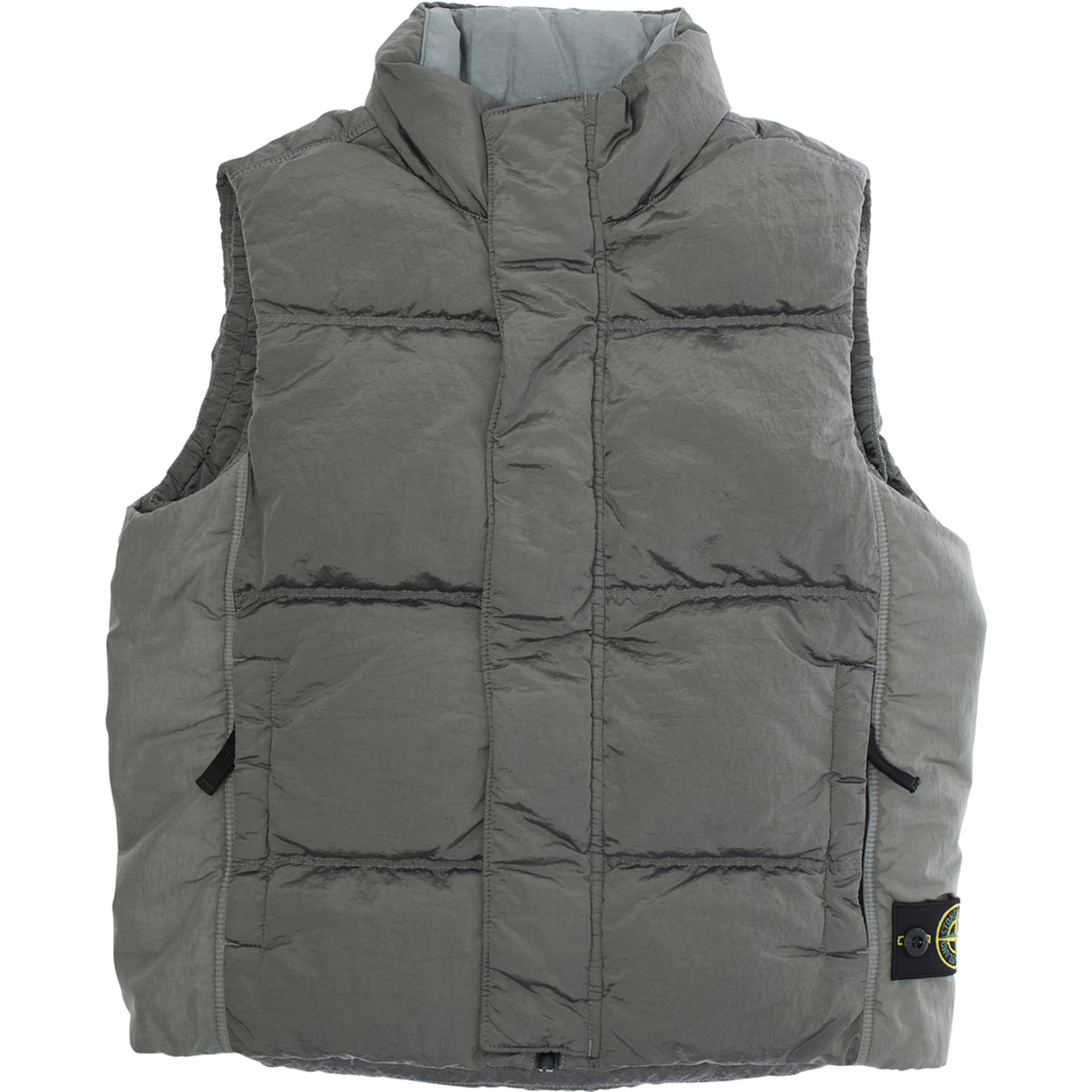 Grey Sleeveless Down Jacket with Logo Patch on the Front in Tech Fabric Boy