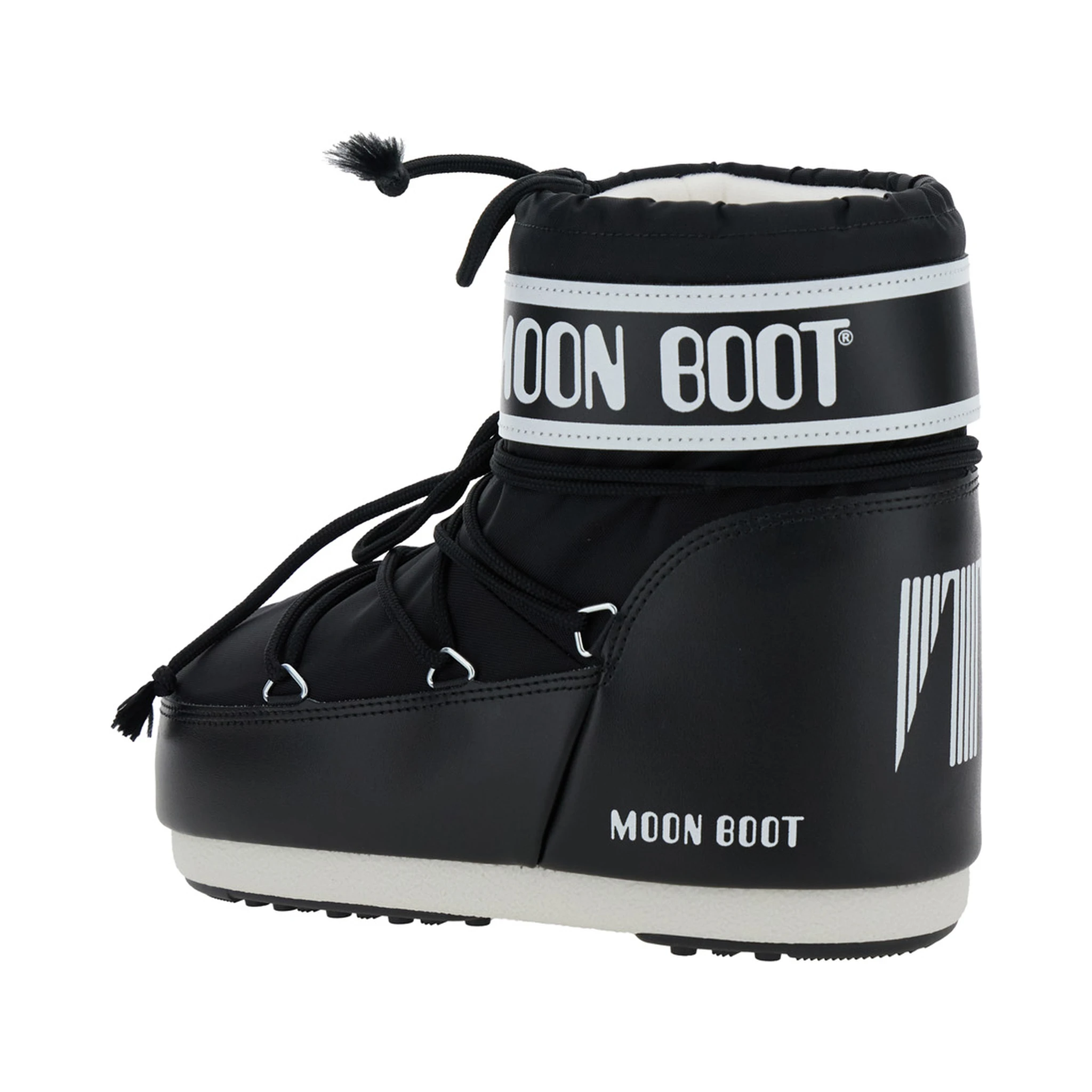 Icon Black Snow Ankle Boots with Maxi Logo Print on the Side in Tech Fabric Girl