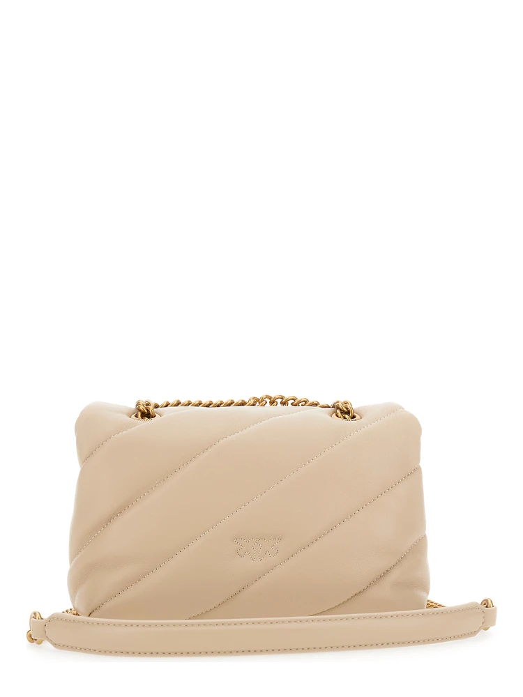 Love Classic Puff Beige Shoulder Bag with Diagonal Maxi Quilting in Leather Woman alternative