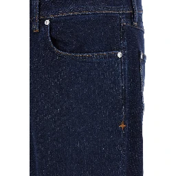 Blue Jeans with Belt Loops and Logo Patch on the Rear in Denim Man