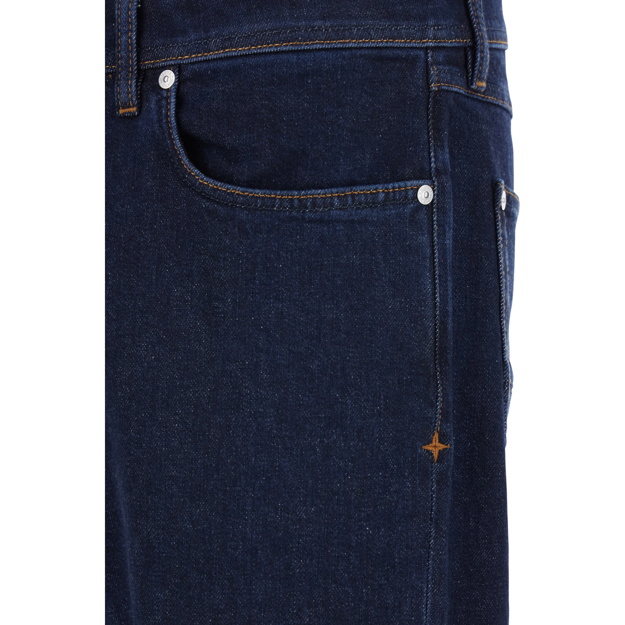 Blue Jeans with Belt Loops and Logo Patch on the Rear in Denim Man