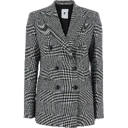 Grey Double-Breasted Jacket with Peak Revers in Wool Blend Woman