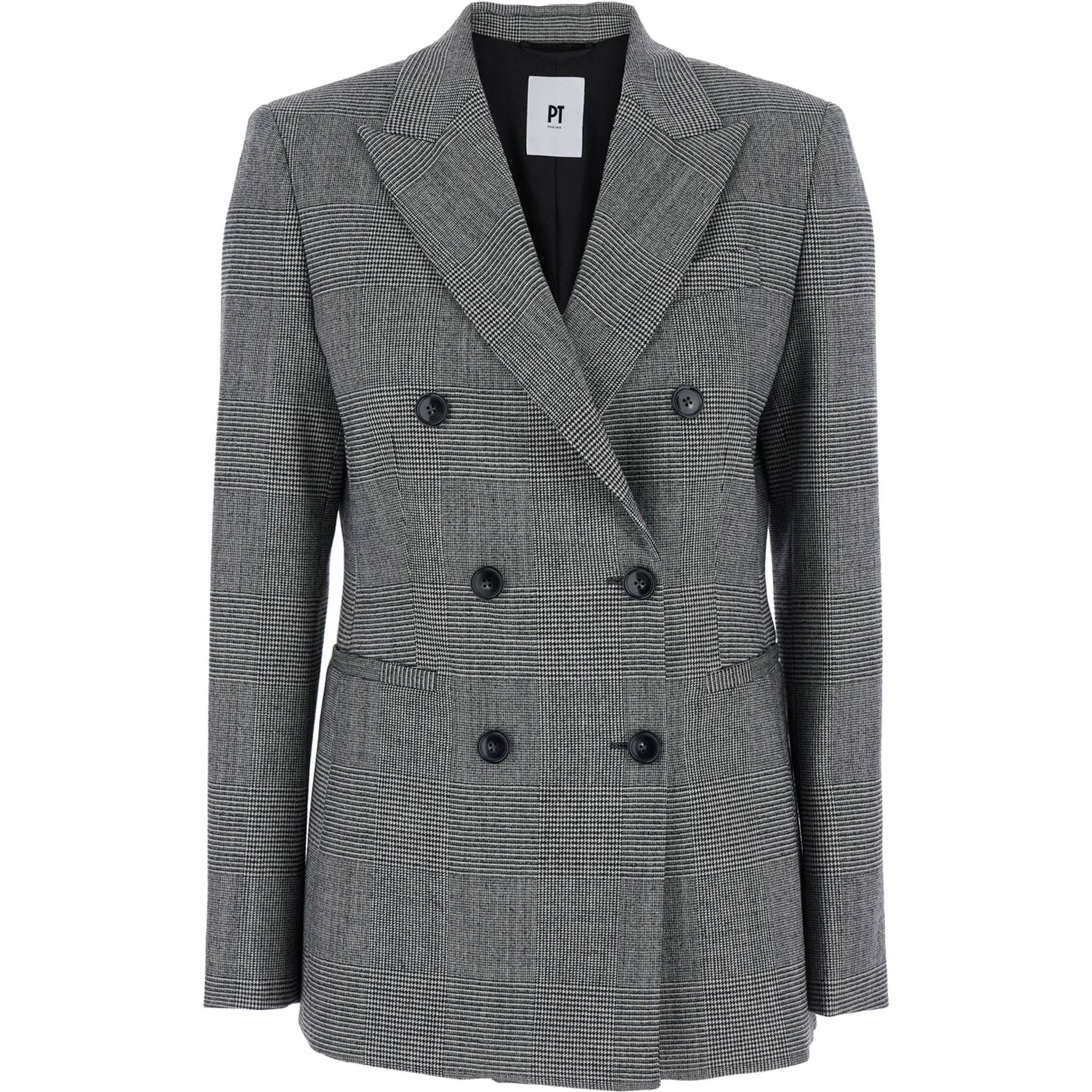 Grey Double-Breasted Jacket with Peak Revers in Wool Blend Woman