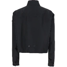 Krovanh Black Down Jacket with High Neck and Logo Patch on the Sleeve in Tech Fabric Woman