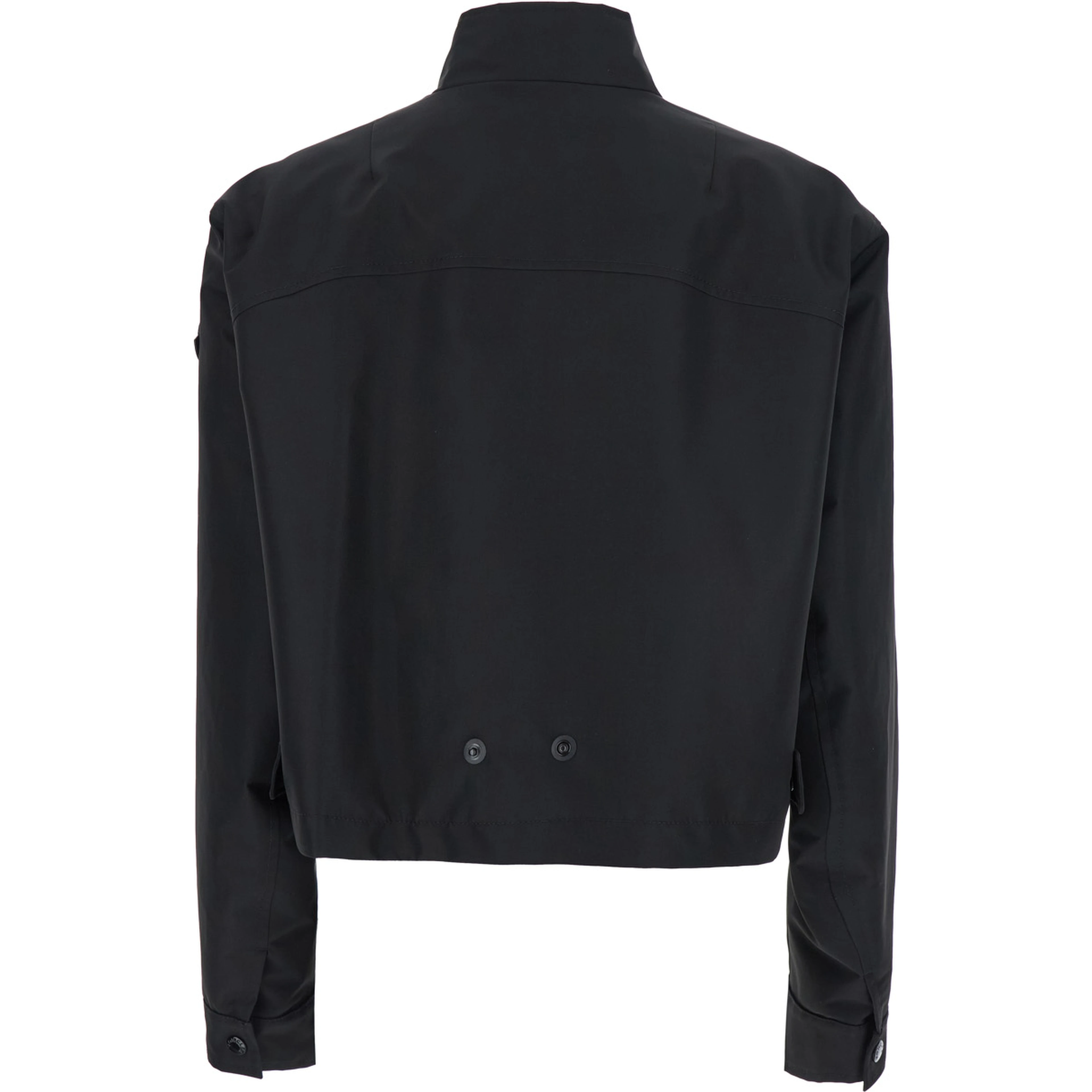 Krovanh Black Down Jacket with High Neck and Logo Patch on the Sleeve in Tech Fabric Woman