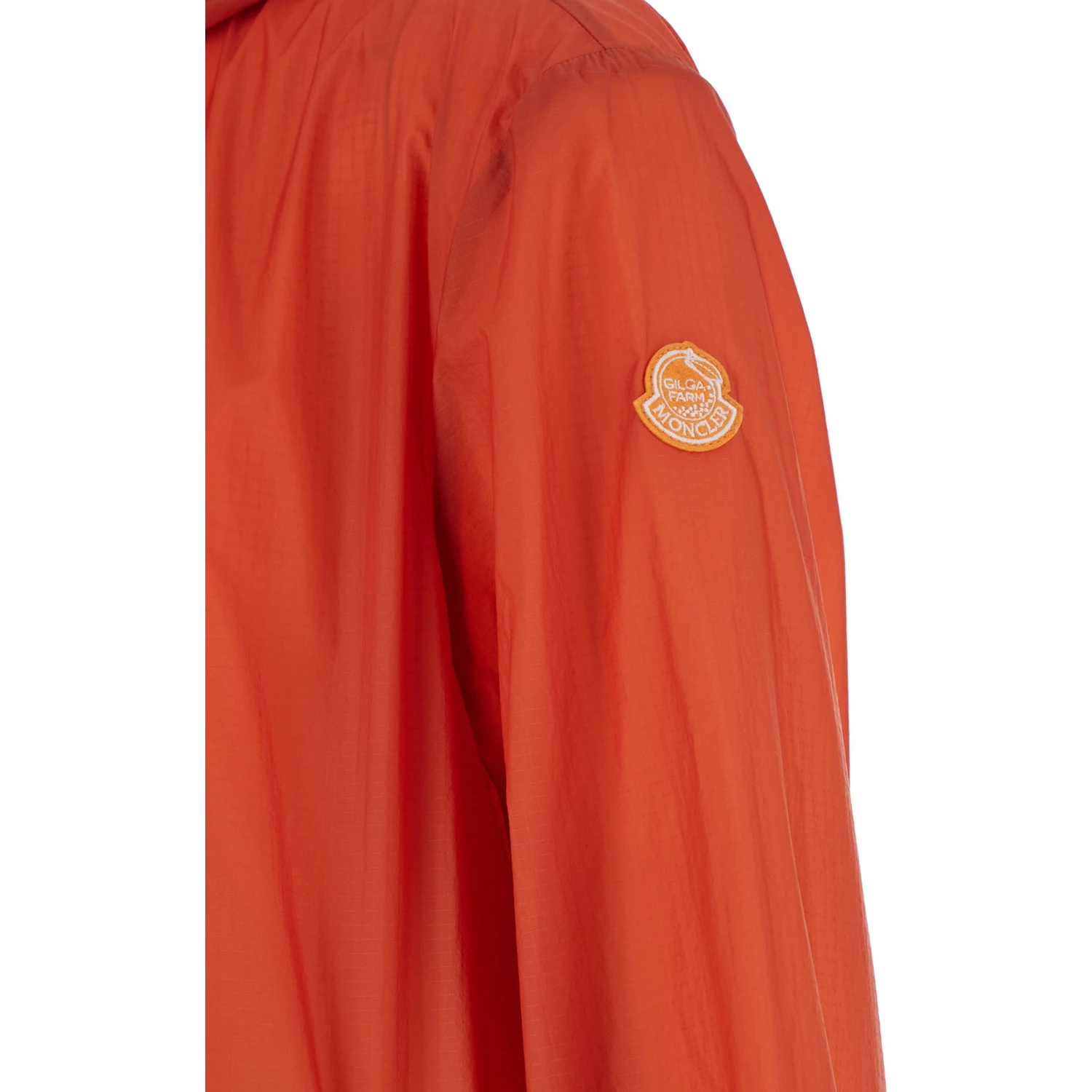 Hamlin Red Jacket with Logo Plaque on the Zip Puller and Logo Patch on the Sleeve in Tech Fabric Man