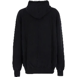 Black Hoodie with Kangaroo Pocket on the Front in Cotton Man