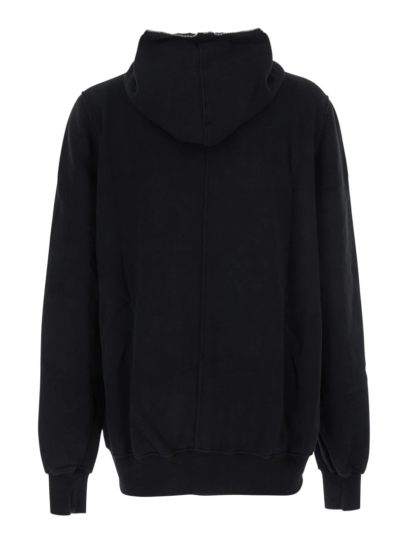 Black Hoodie with Kangaroo Pocket on the Front in Cotton Man