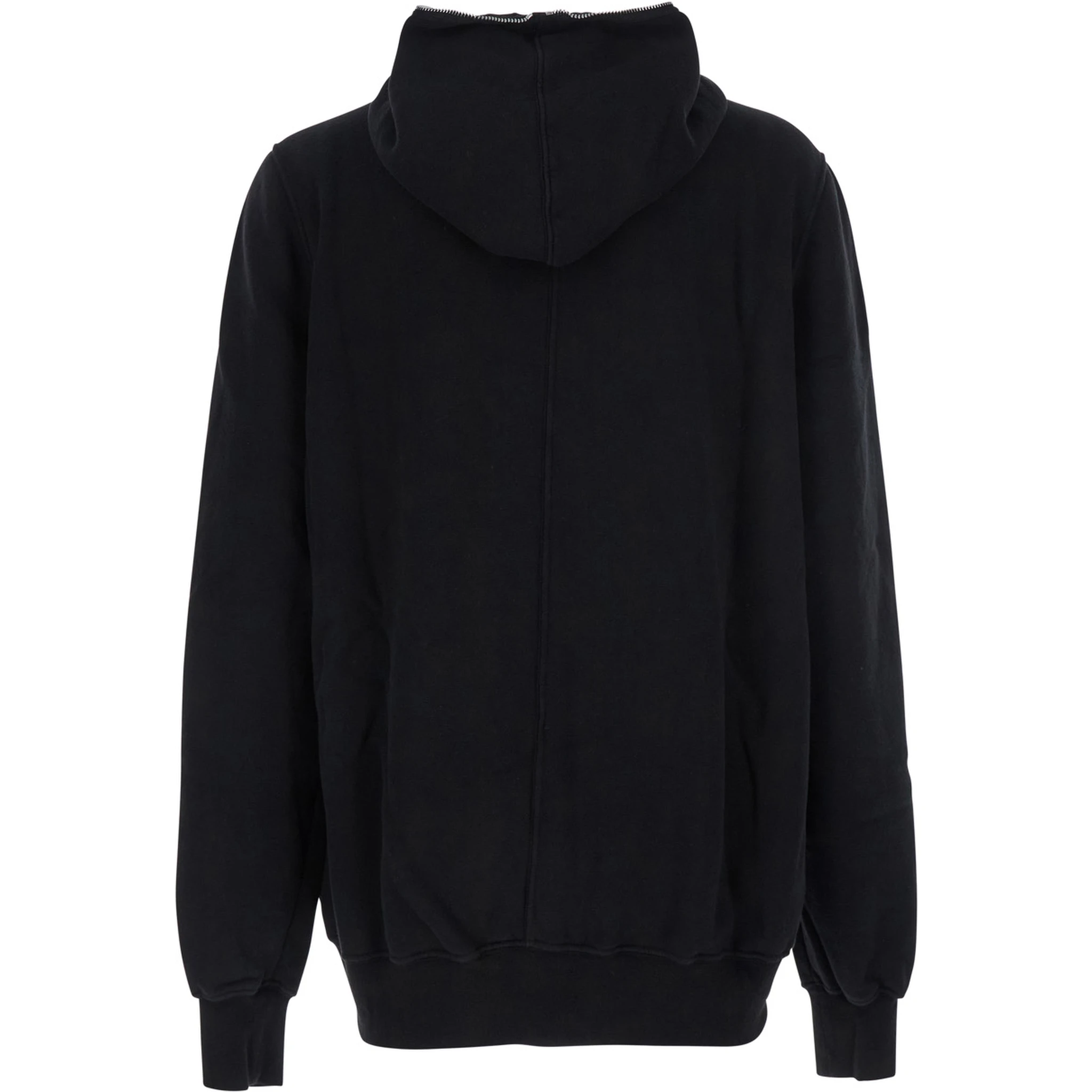 Black Hoodie with Kangaroo Pocket on the Front in Cotton Man