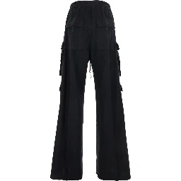 Cargo Belas Black Cargo Pants with Drawstring Waist and Cargo Pockets in Cotton Man