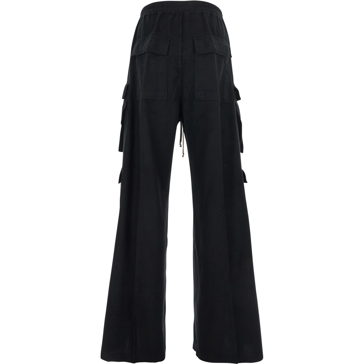 Cargo Belas Black Cargo Pants with Drawstring Waist and Cargo Pockets in Cotton Man