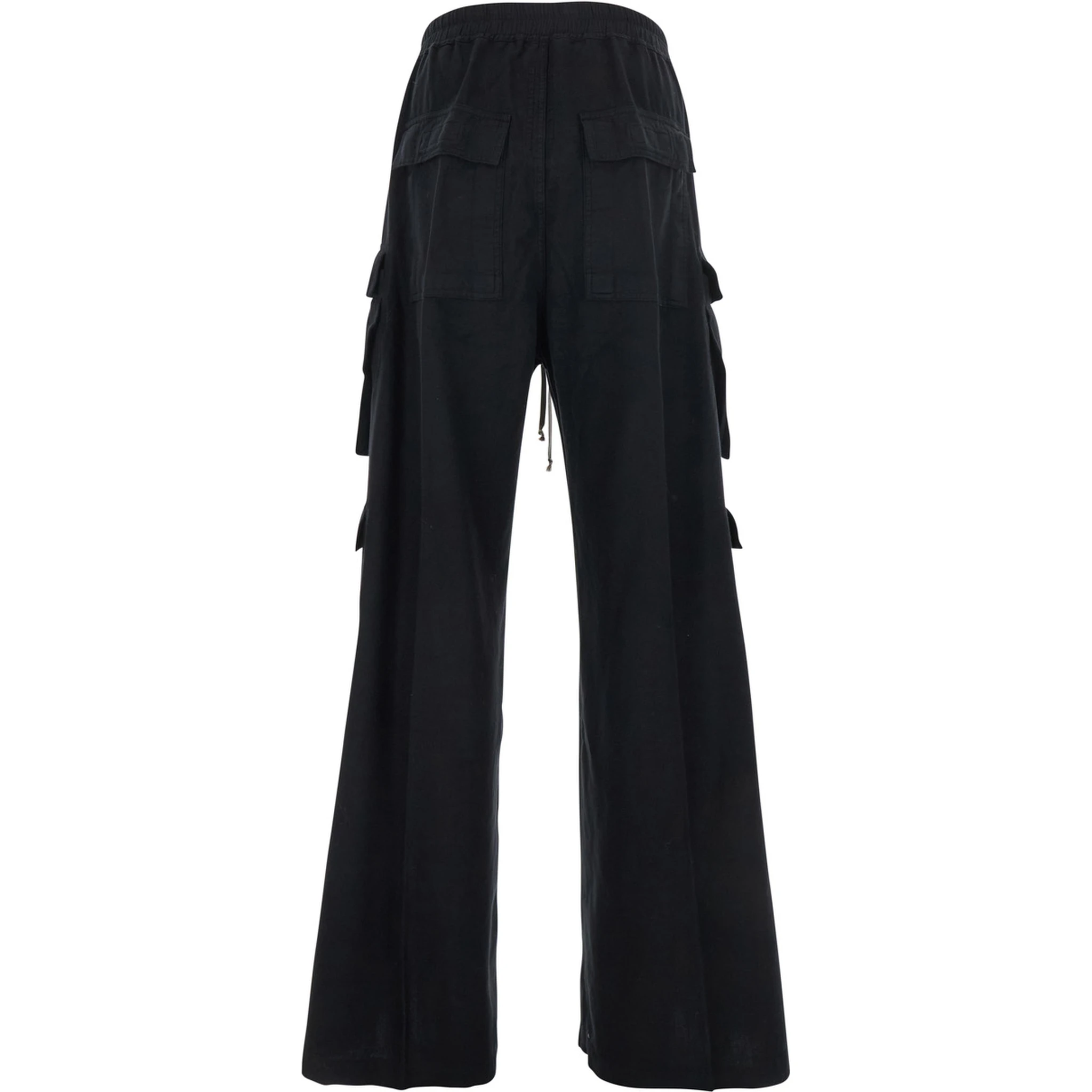 Cargo Belas Black Cargo Pants with Drawstring Waist and Cargo Pockets in Cotton Man