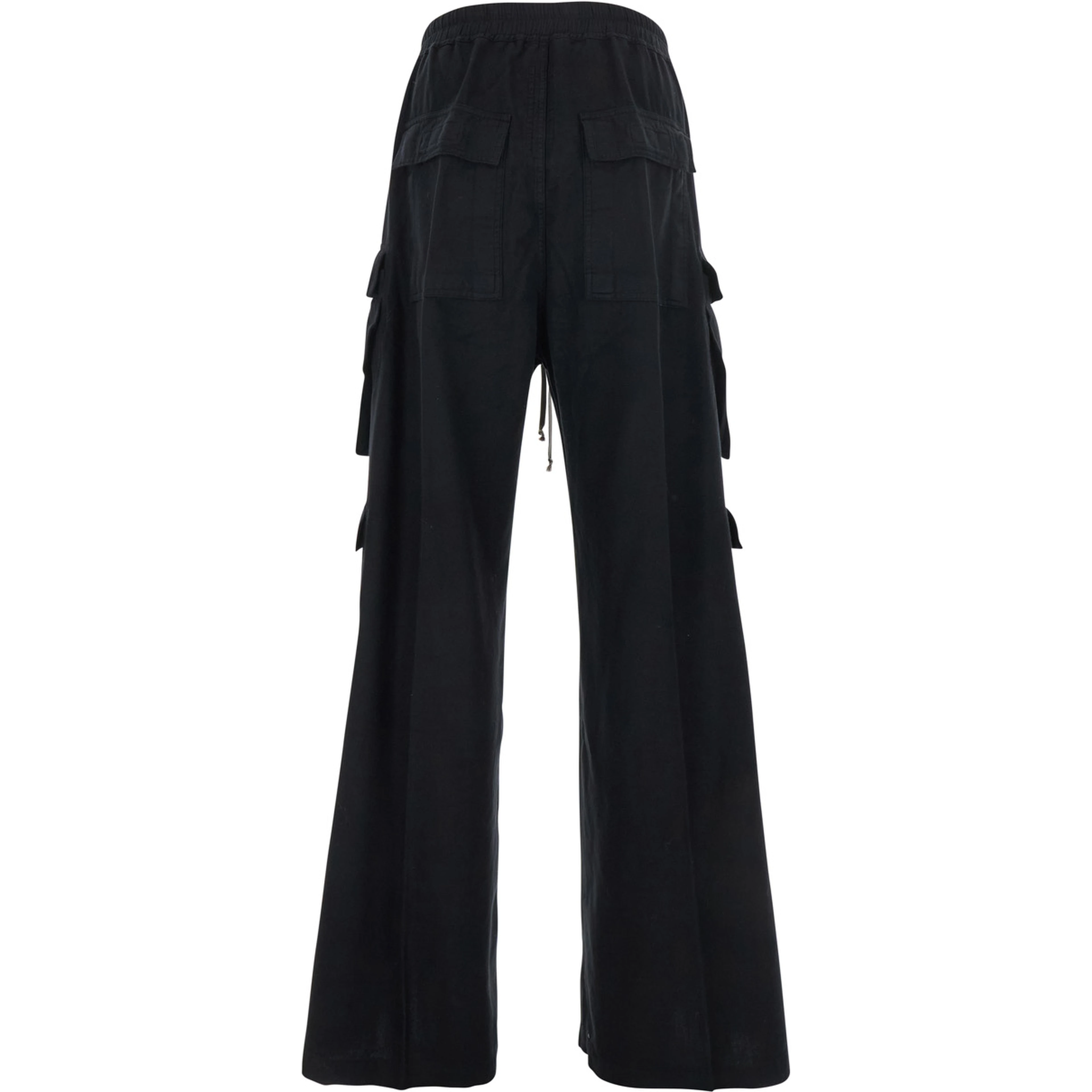 Cargo Belas Black Cargo Pants with Drawstring Waist and Cargo Pockets in Cotton Man