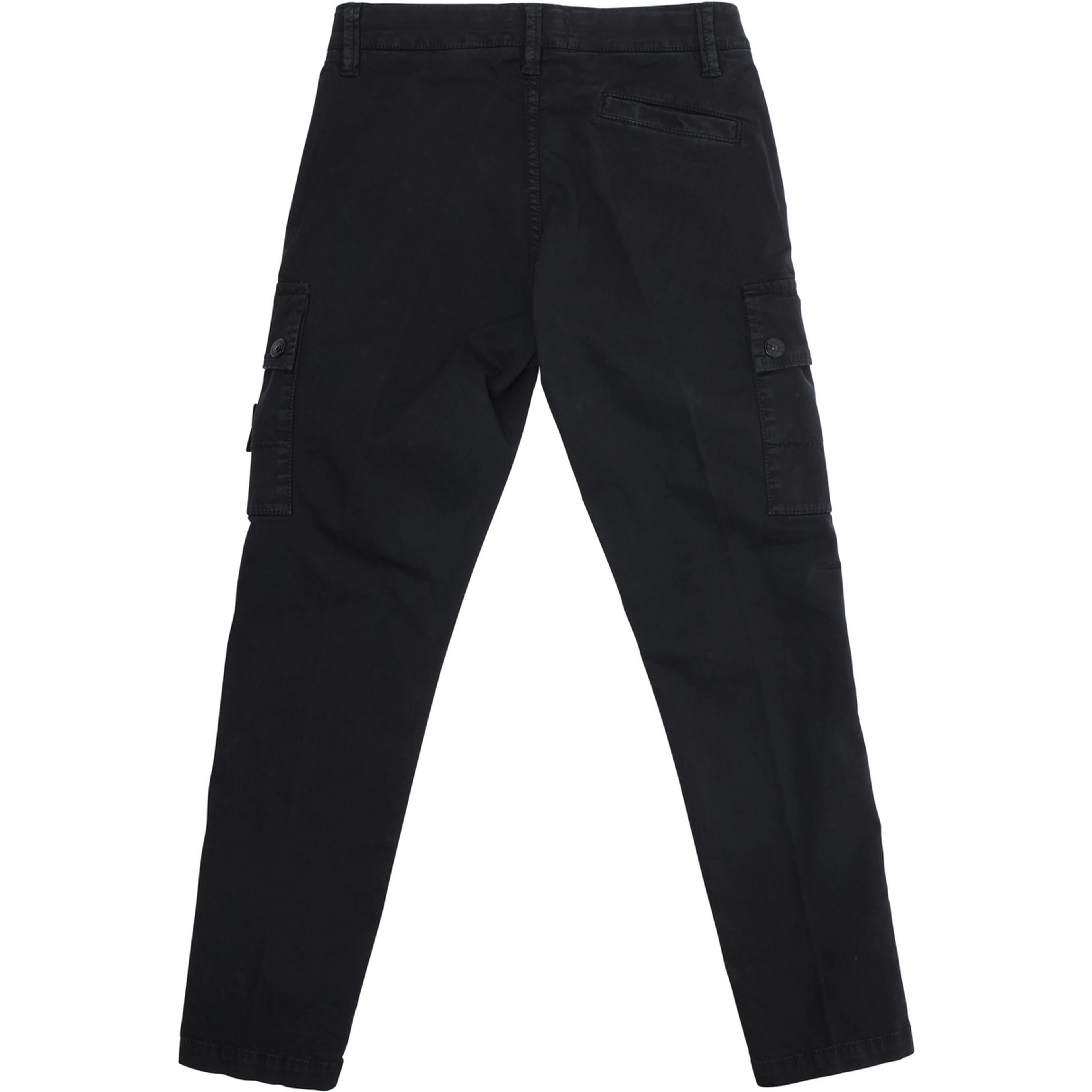 Black Pants with Two Front Cargo Pockets and Logo Patch on the Pocket in Cotton Stretch Boy