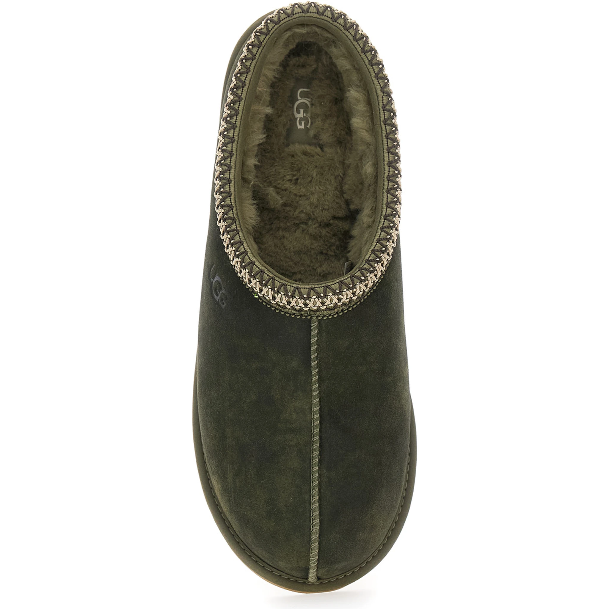 Tasman Green Mules with Shearling Lining in Suede Man