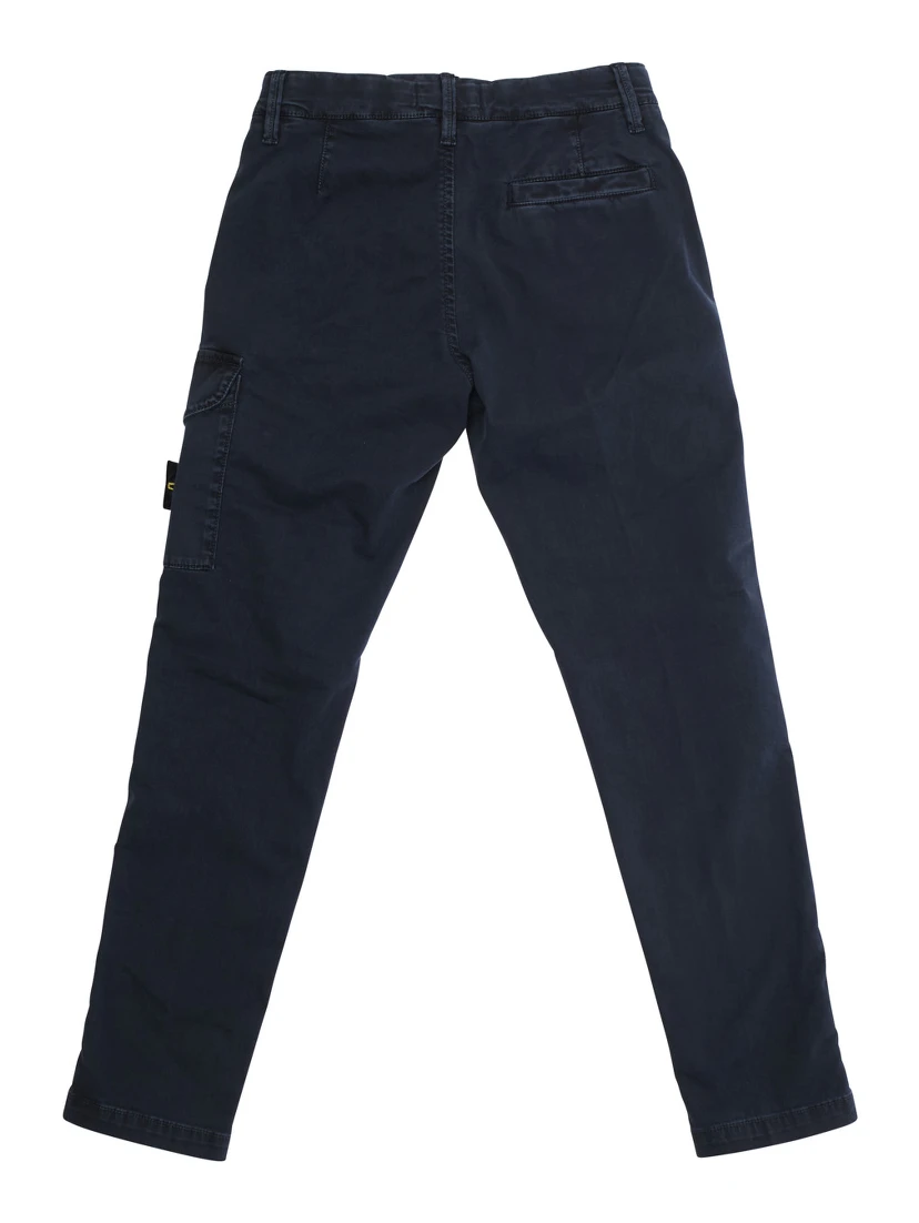 Blue Pants with One Cargo Pocket on the Front and Logo Patch on the Front in Cotton Stretch Boy