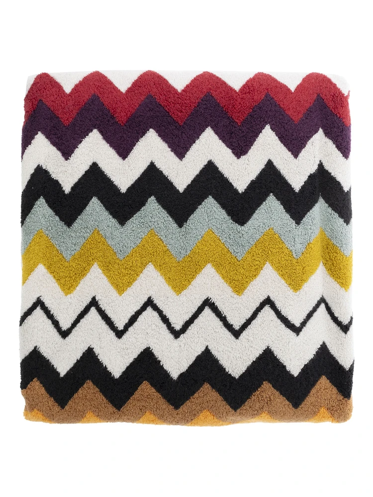 Murrina Multicolor Beach Towel with All-Over ZigZag Motif in Cotton Home