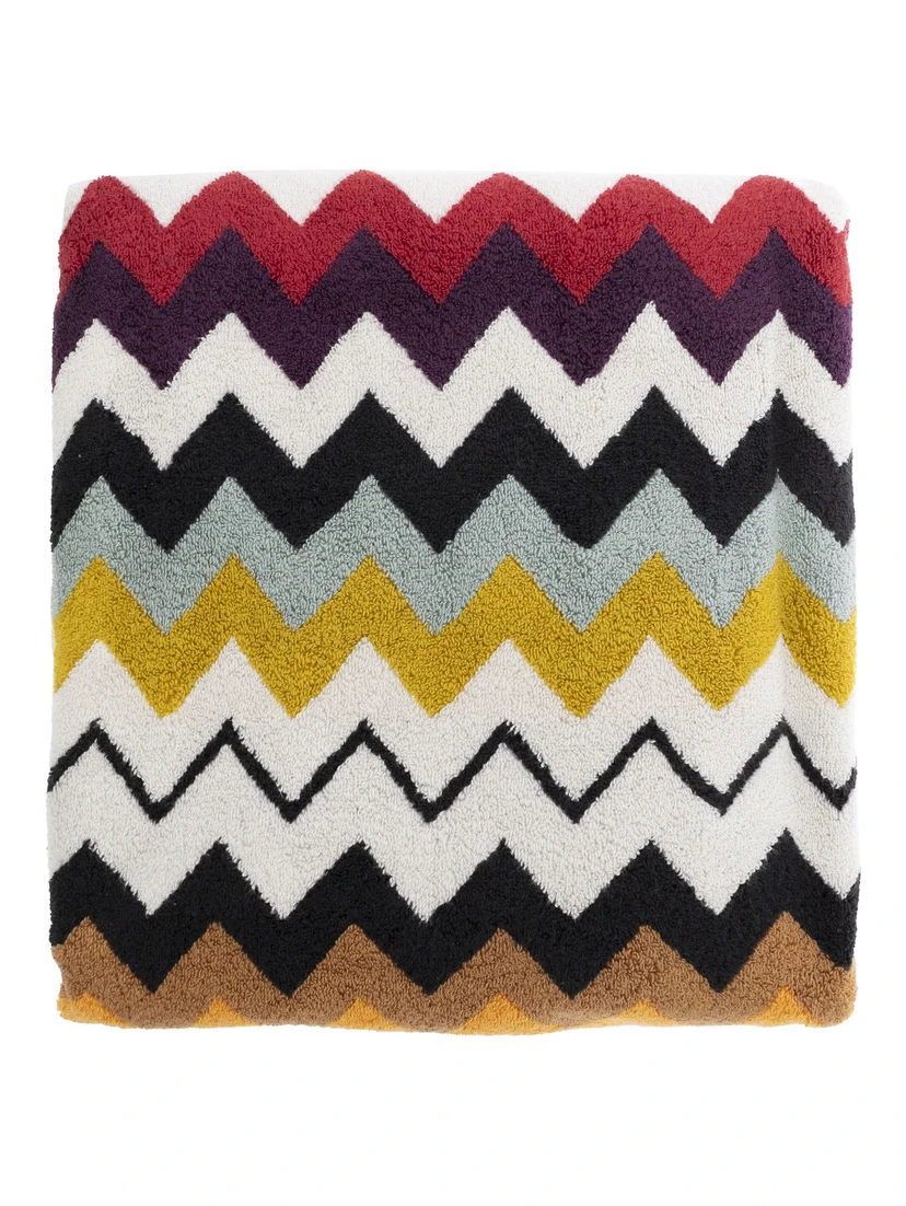 Murrina Multicolor Beach Towel with All-Over ZigZag Motif in Cotton Home