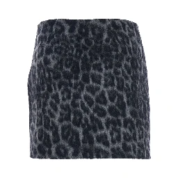 Grey Skirt with All-Over Spotted Motif in Wool Woman