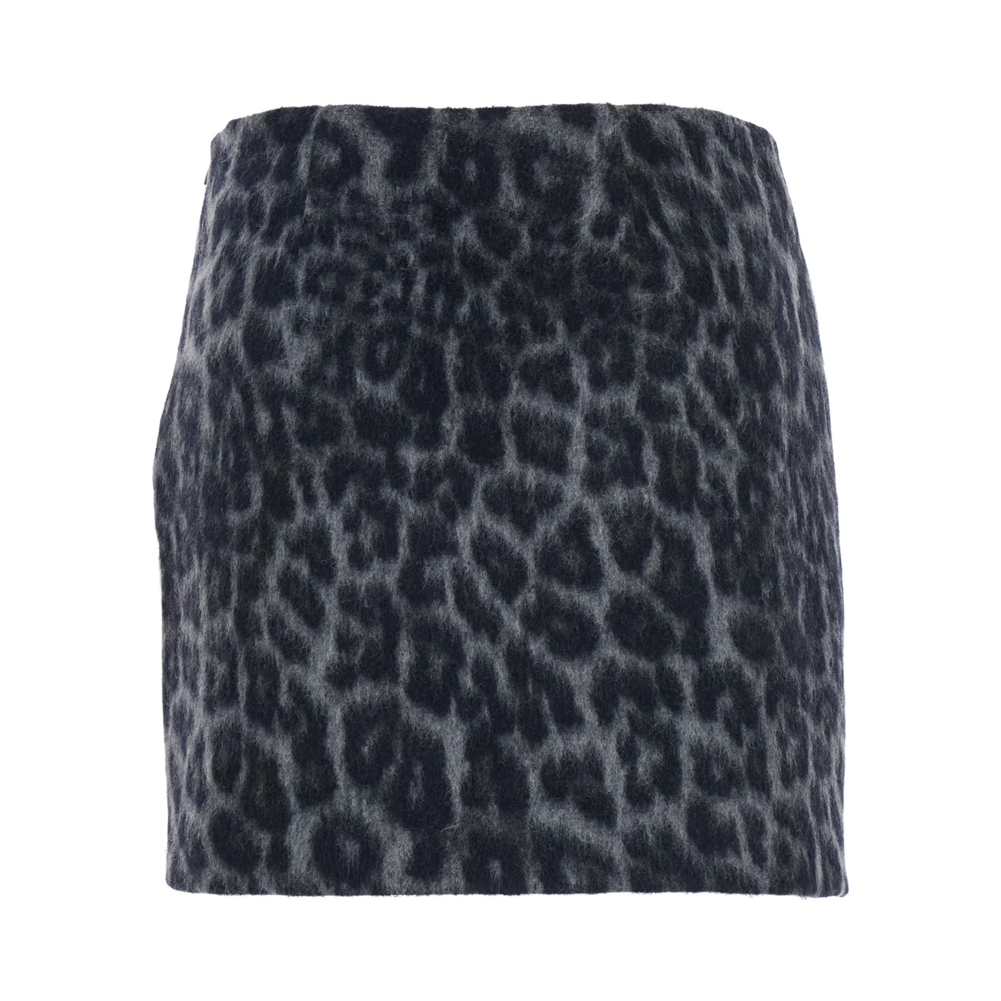 Grey Skirt with All-Over Spotted Motif in Wool Woman