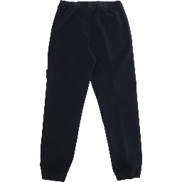 Blue Pants with Elastic Waist and Logo Patch on the Front in Cotton Stretch Boy