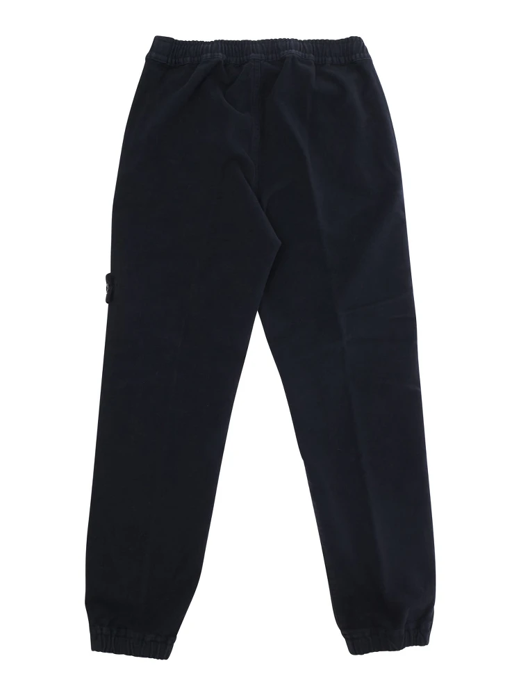 Blue Pants with Elastic Waist and Logo Patch on the Front in Cotton Stretch Boy alternative