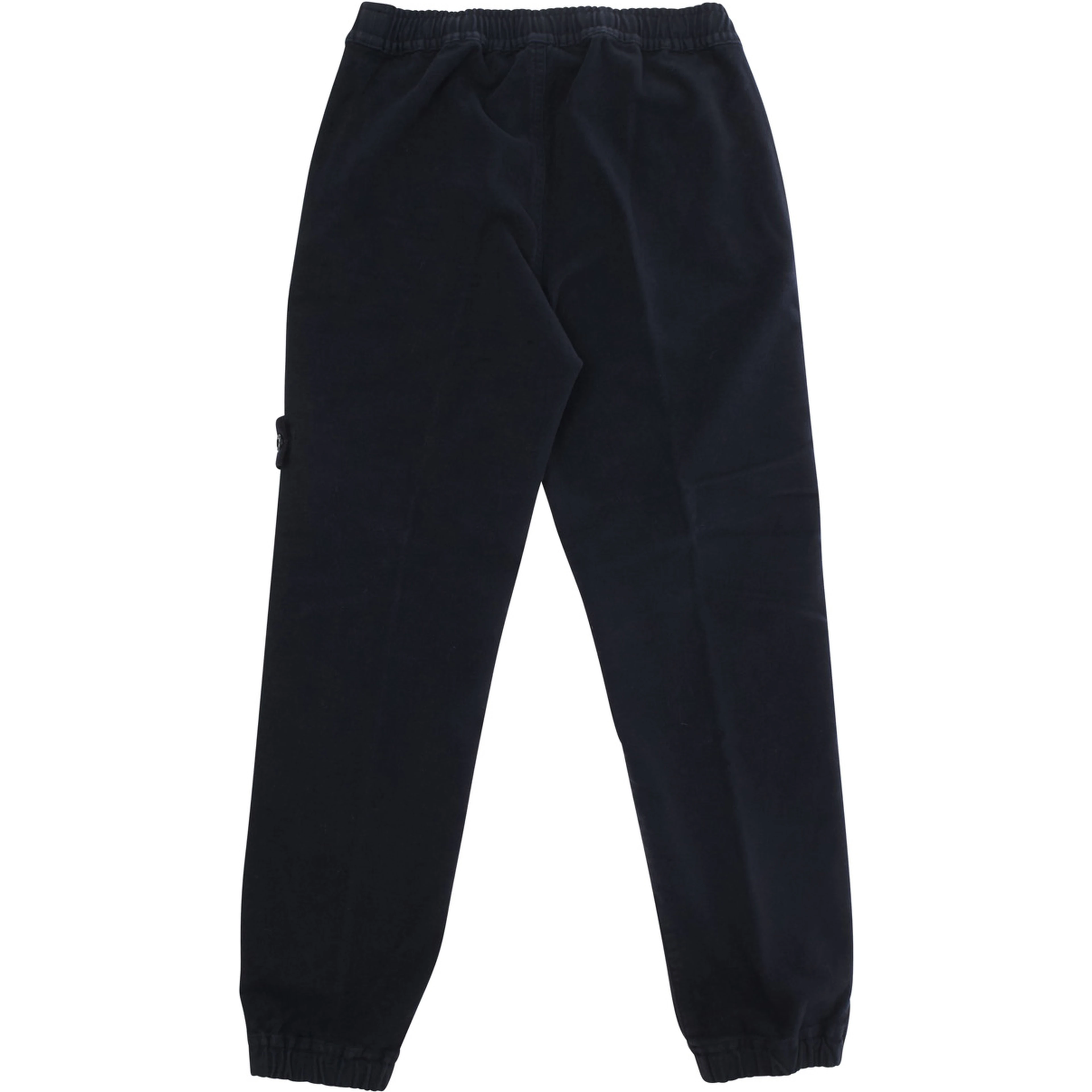 Blue Pants with Elastic Waist and Logo Patch on the Front in Cotton Stretch Boy