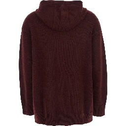 Liana Bordeaux Sweater with Drawstring Hood and Dropped Shoulders in Cashmere Woman