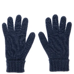 Blue Gloves with GG Logo Detail on the Front in Cashmere Woman