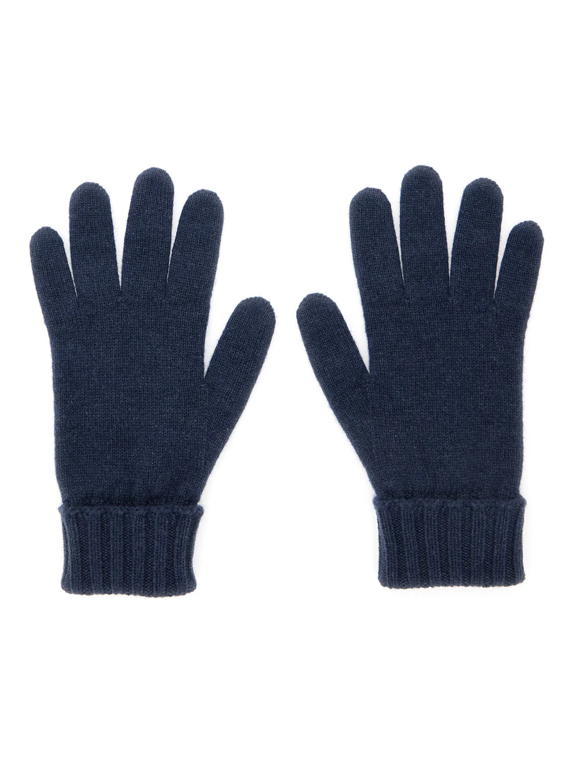 Blue Gloves with GG Logo Detail on the Front in Cashmere Woman