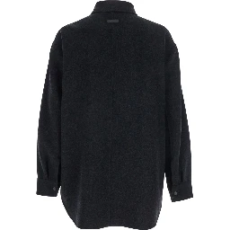 Dark Grey Shirt with Classic Collar and Dropped Shoulders in Wool Man