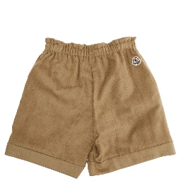 Beige Bermuda Pants with Elastic Waist and Logo Patch on the Rear in Viscose Blend Girl