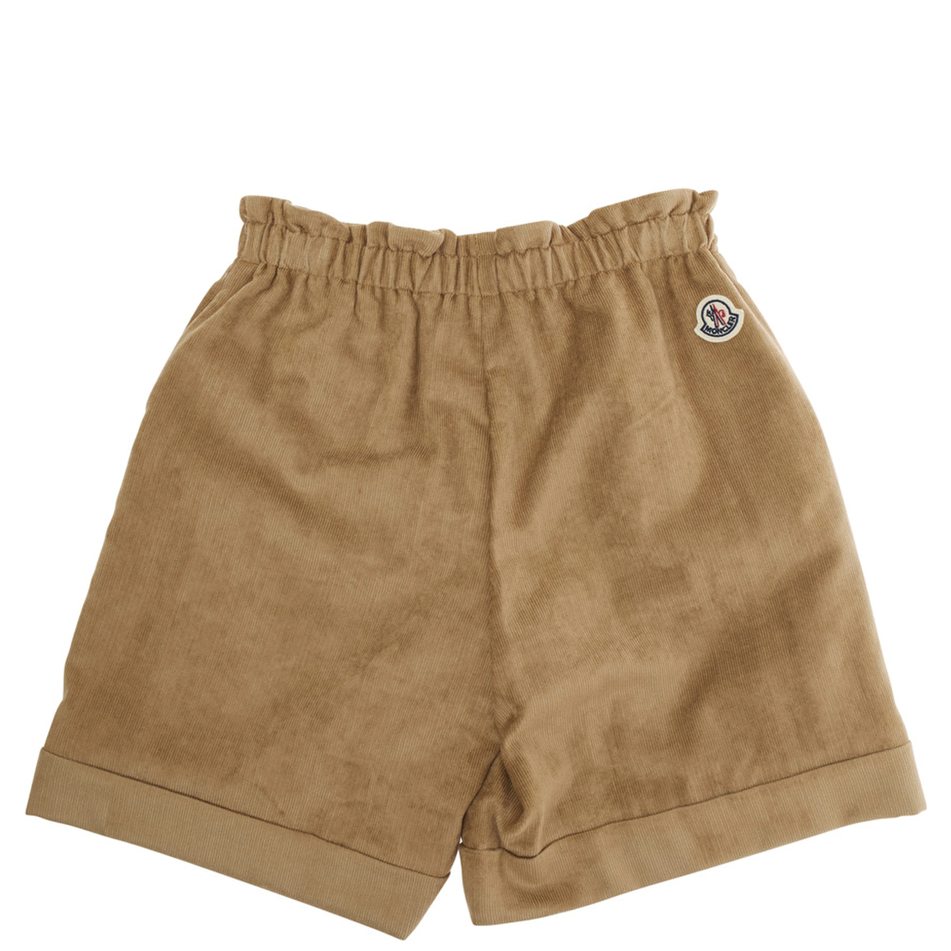 Beige Bermuda Pants with Elastic Waist and Logo Patch on the Rear in Viscose Blend Girl
