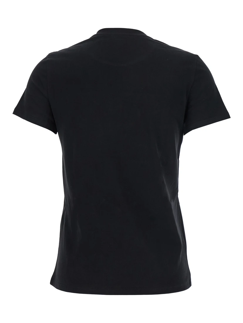 Black T-Shirt with Embroidered Logo on the Front in Cotton Woman