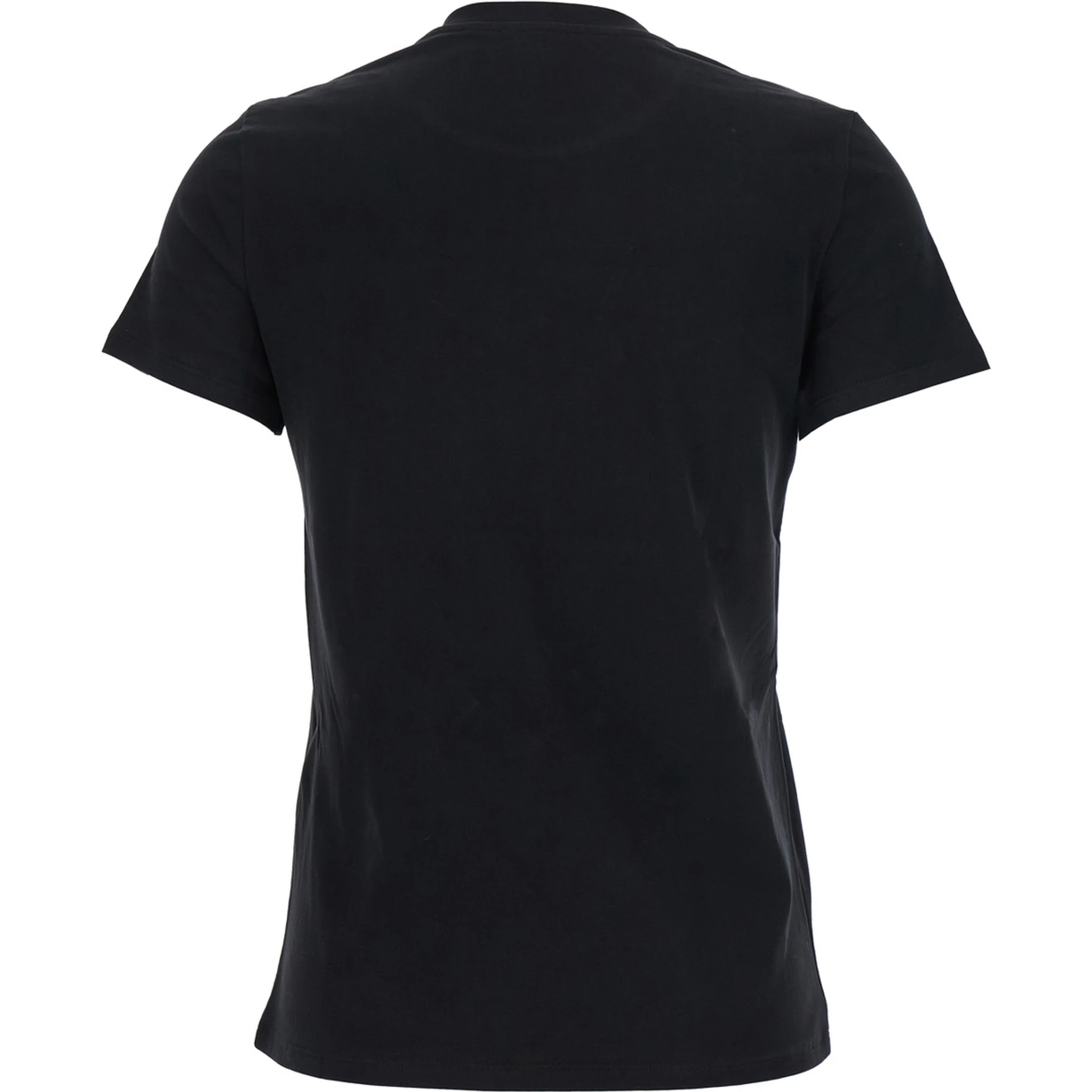Black T-Shirt with Embroidered Logo on the Front in Cotton Woman