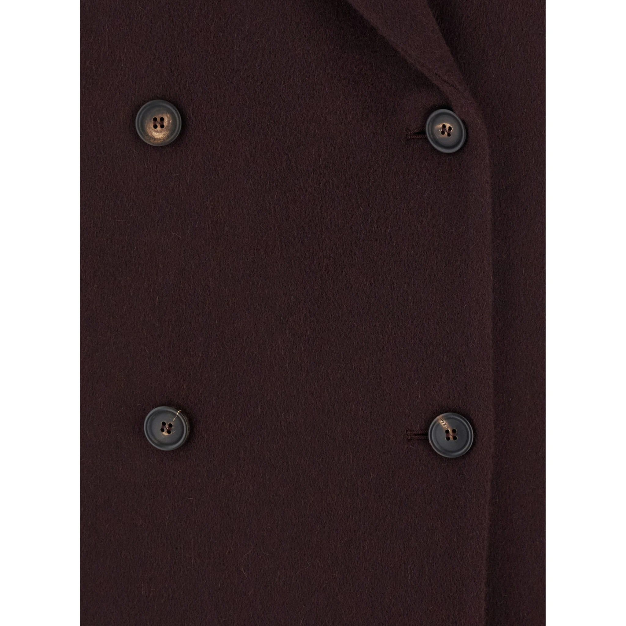 Bordeaux Double-Breasted Coat with Peak Revers in Cashmere Woman