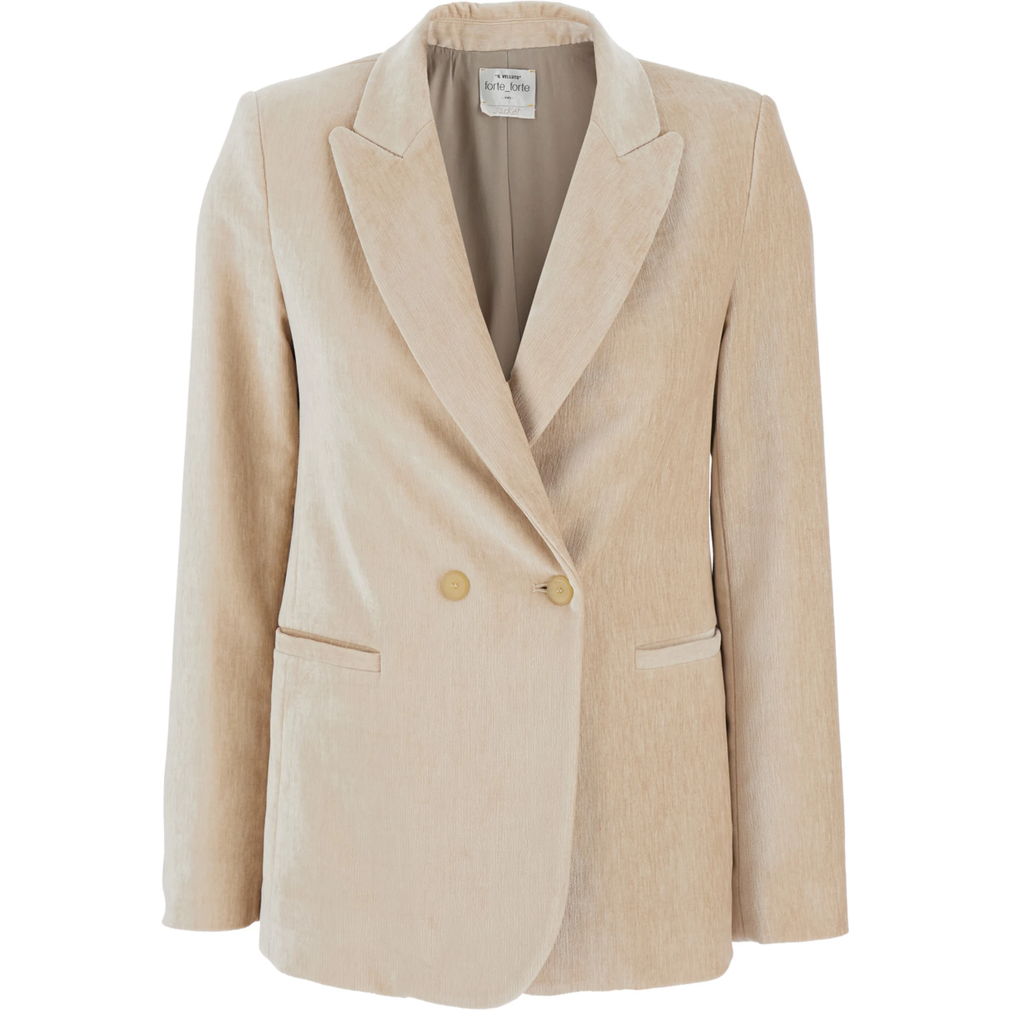 Beige Jacket with Peak Lapels in Velvet Woman