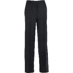 Black Pants with Belt Loops in Wool Blend Woman