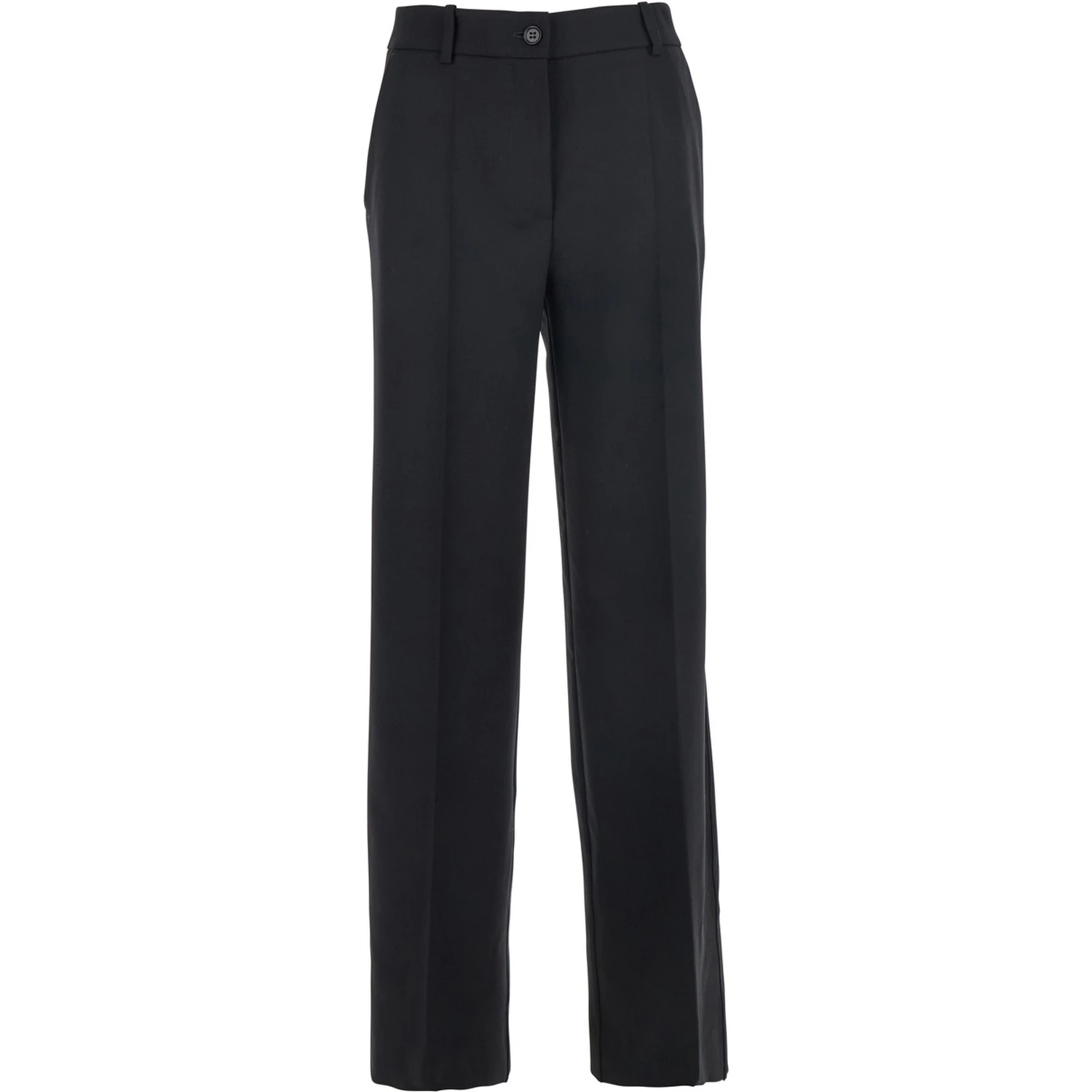 Black Pants with Belt Loops in Wool Blend Woman