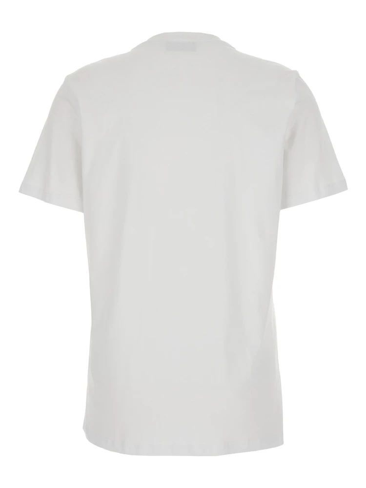 White T-Shirt with Metallic Logo on the Front in Cotton Woman alternative