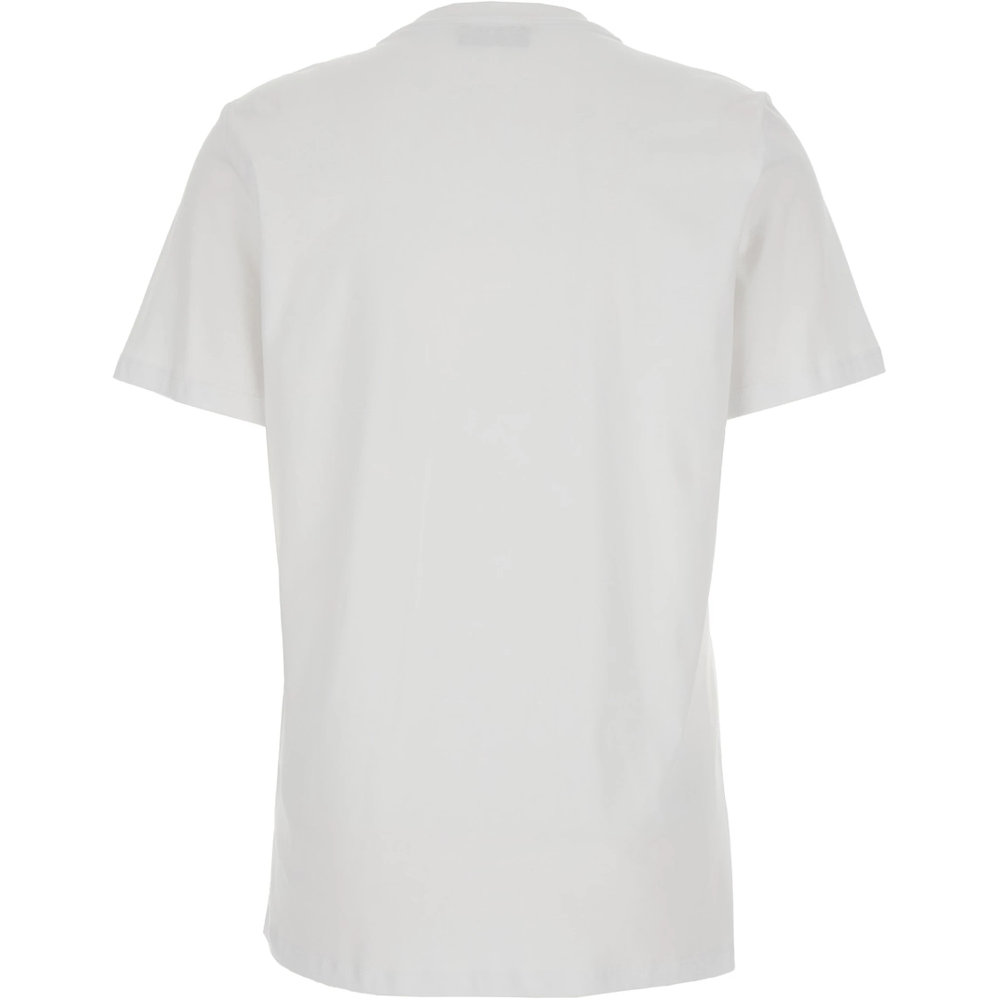 White T-Shirt with Metallic Logo on the Front in Cotton Woman