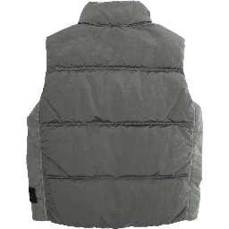 Grey Sleeveless Down Jacket with Logo Patch on the Front in Tech Fabric Boy