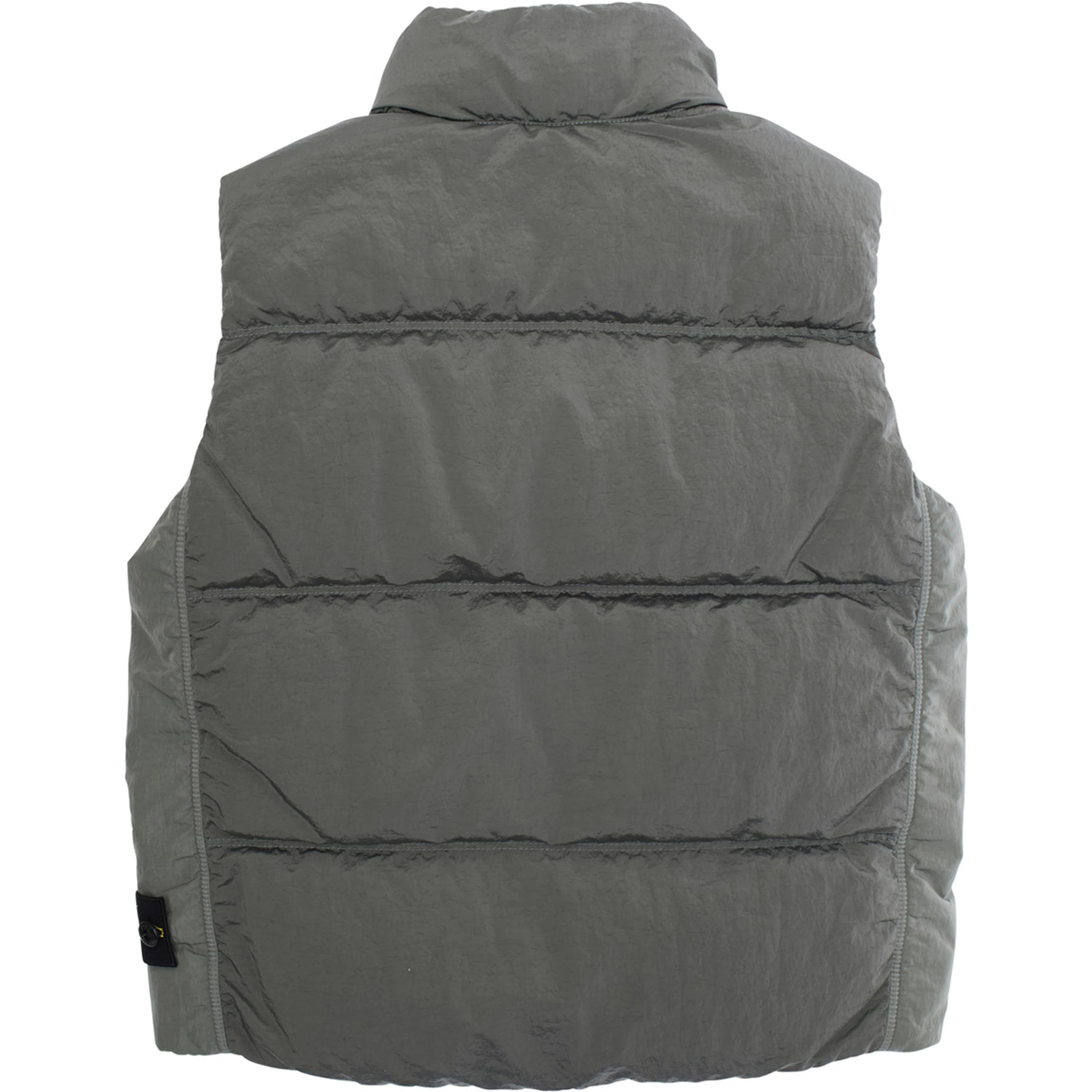 Grey Sleeveless Down Jacket with Logo Patch on the Front in Tech Fabric Boy